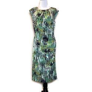 Connected Apparel Faux Wrap Fitted Sheath Dress 10